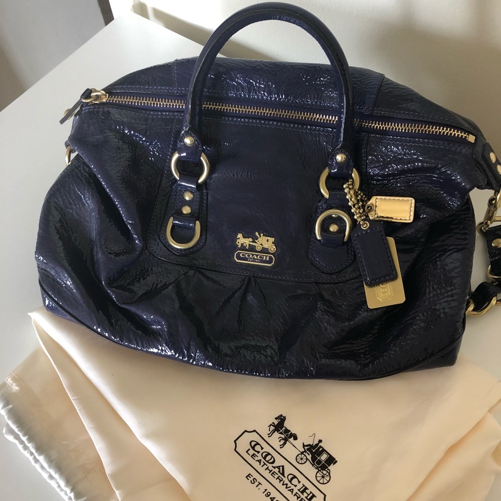 Coach Madison Sabrina Patent Satchel in Plum